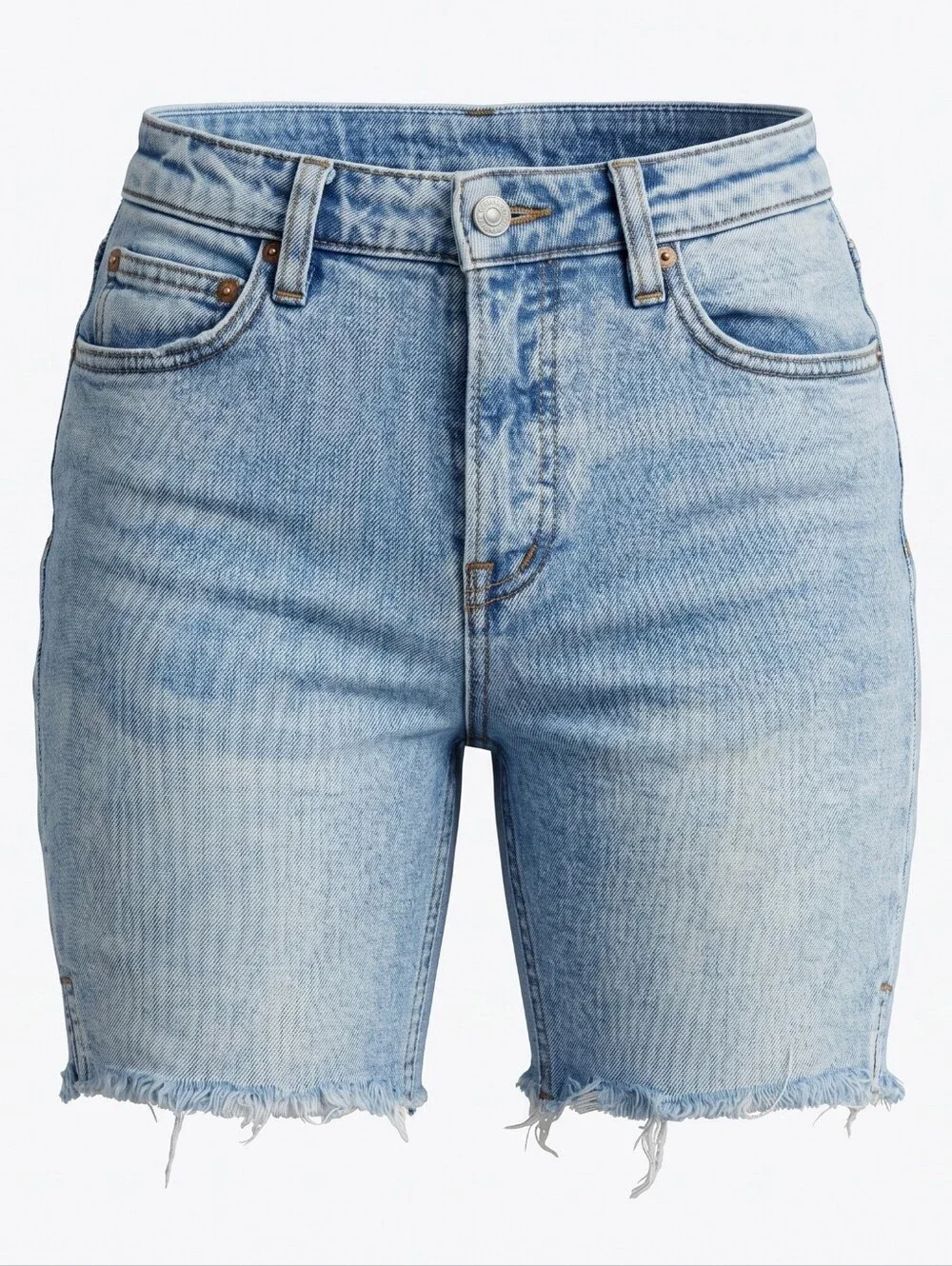 We The Free Free People Distressed Long Denim Cutoff Shorts Size 25